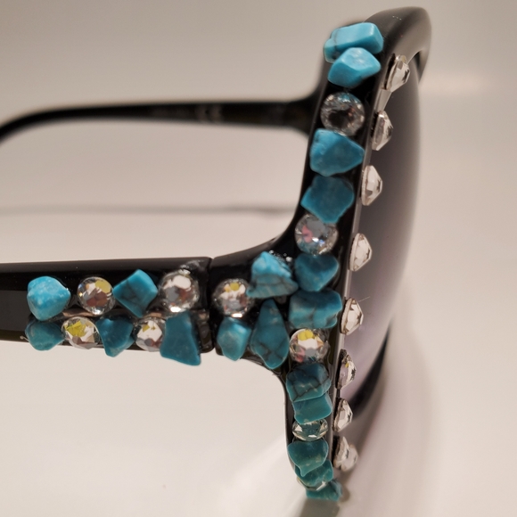 Turquoise Swarovski Elements Retro Oversized Sunglasses - Picture 5 of 8